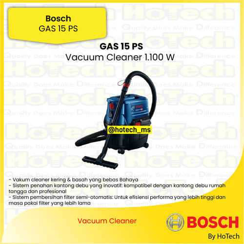 [EZM.5600028] Bosch Vacuum Cleaner | Bosch GAS 15 PS 1100 W | Power Tools Heavy Duty
