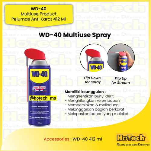 [EZM.5600046] WD40 Pelumas Anti Karat 412ml 2 WAY | WD40 Multi Use Spray Lubricant 412 ML | WD40 Lubricant Anti Karat 412ML | WD40 MULTIPURPOSE LUBRICANT 412ML | Multi Purpose Rust Remover WD 40 412ml