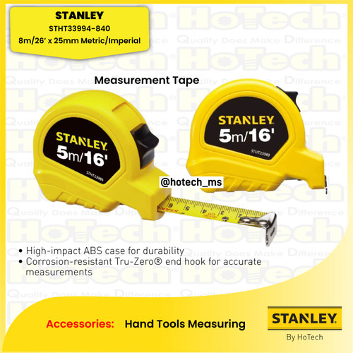 [EZM.5600051] Stanley Measuring tape STHT33994-840 8m/26’ x 25mm Metric/Imperial | Meteran Stanley 8 meter