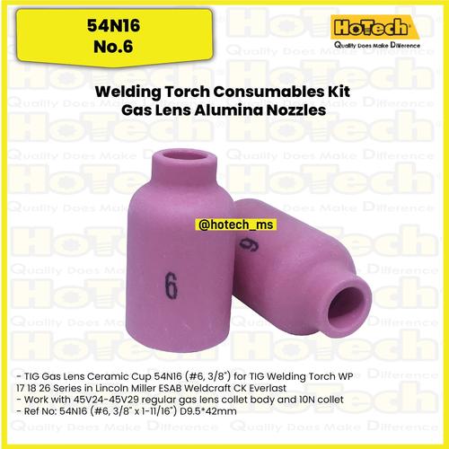 [EZM.5600057] Gas Lens Alumina Ceramic Nozzle 3/8'' 54N16 No. 6 For Tig Torch