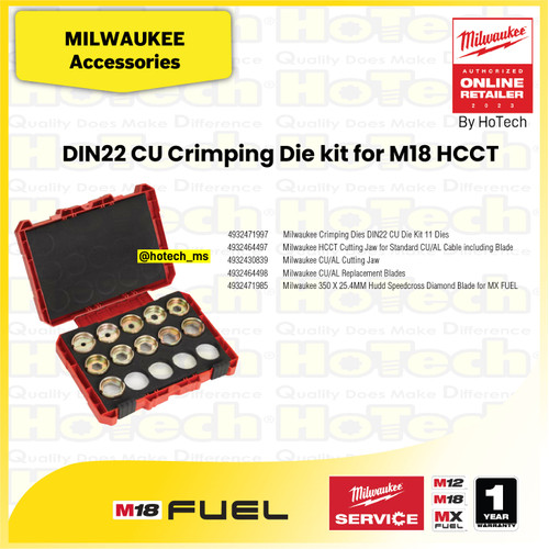 [EZM.5600074] Milwaukee Crimping Dies DIN22 CU Die Kit 11 Dies | For M18 HCCT