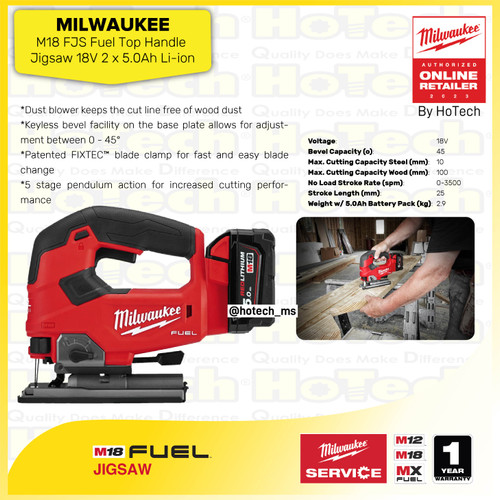 [EZM.5600078] MILWAUKEE Jigsaw M18 FJS | Gergaji Mesin Listrik M18 FJS (Unit Only)