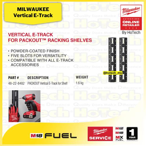 [EZM.5600099] Milwaukee Vertical E-track for Racking Shelves | 20" Besi Vertikal untuk rak