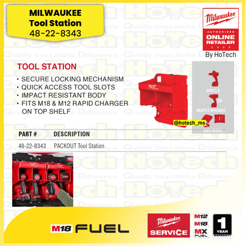 [EZM.5600107] Milwaukee Tool Station | 48-22-8343 Pack Out  Drill Storage Station size 10" x 9,5" x 14"