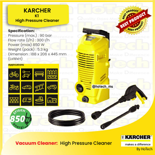 [EZM.5600122] KARCHER High Pressure Cleaner K 1 New | Tekanan 90 Bar 850 Watt
