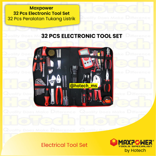 [EZM.5600145] Maxpower 32 pcs Electronic Tool Set | Peralatan Tukang Listrik 32 pcs