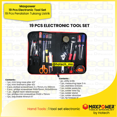 [EZM.5600146] MAXPOWER Electric Tools 19 pcs | Peralatan Tukang Listrik 19 pcs