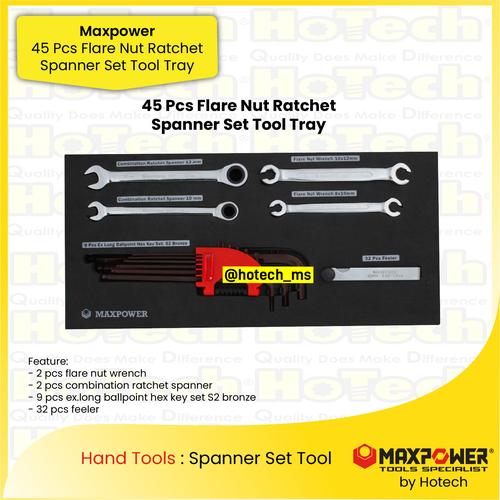 [EZM.5600150] MAXPOWER | 45 Pcs Tool Set Kunci Neple | Ratchet Spanner Set