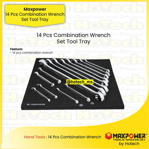 [EZM.5600160] MAXPOWER | 14 Pcs Kunci Ring Pas Tool Set | Combination Wrench Set