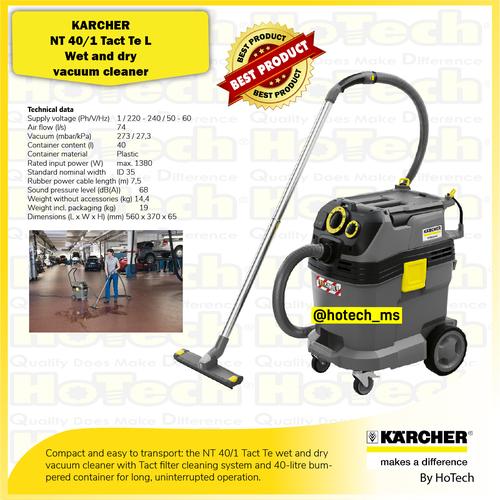 [EZM.5600173] KARCHER WET AND DRY VACUUM CLEANER NT 40/1 Tact Te L Tank 40L 1380W
