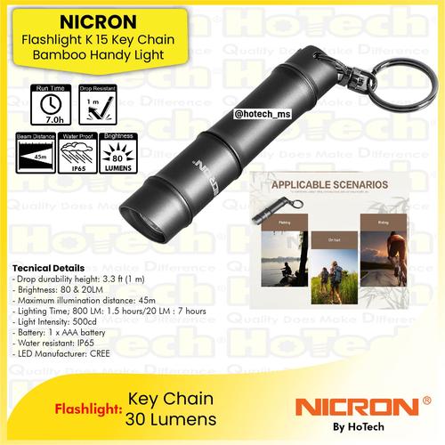 [EZM.5600174] Nicron Flashlight K 15 Key Chain 80 Lumens | Senter Mini