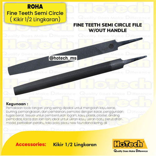 [EZM.5600183] ROHA Fine Teeth Semi Circle File | Kikir 1/2 Lingkaran size 250mm