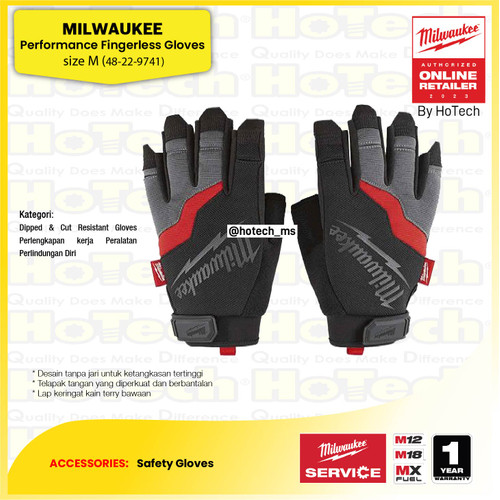 [EZM.5600203] Milwaukee Safety Gloves | Performance Fingerless Gloves 48-22-9742 - M
