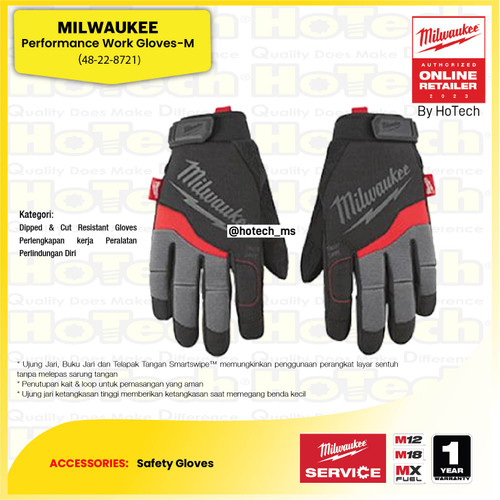 [EZM.5600208] Milwaukee Safety Gloves | Performance Work Gloves 48-22-8721 Size M