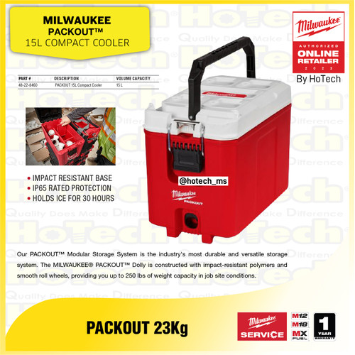 [EZM.5600213] Milwaukee Packout Tool Boxes | 15L Compact Cooler | Box Pendingin