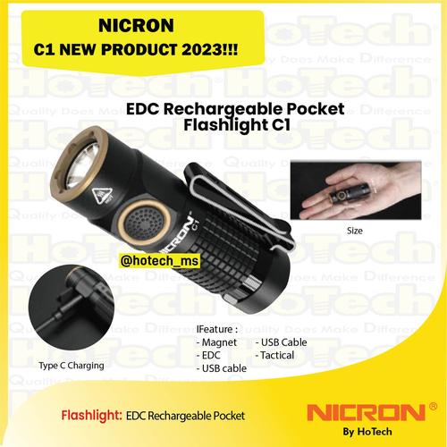 [EZM.5600221] NICRON C1  Flashlight Keychain | 16340 Li-Ion Battery 1200LM