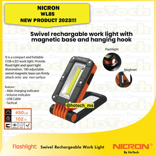 [EZM.5600222] NICRON WL85 450 Lumen Multi-functional Light | High Power LED