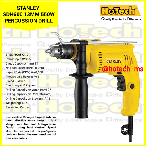 [EZM.5600227] STANLEY SDH600 | 550W -13MM PERCUSSION DRILL