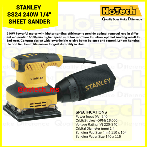 [EZM.5600229] STANLEY | SS24 SHEET SANDER | 240W 1/4” SHEET SANDER | Mesin Pemoles
