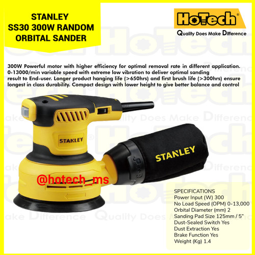 [EZM.5600234] STANLEY SS30 300W Random Orbital Sander | Mesin Serut