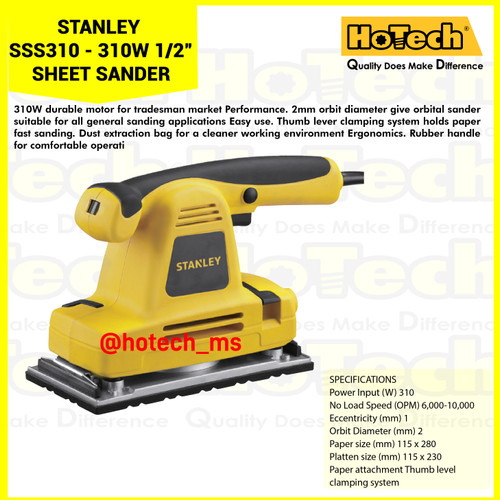 [EZM.5600235] STANLEY SSS310 310W 1/2” Sheet Shander | Mesin Serut