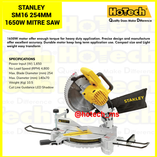 [EZM.5600237] STANLEY SM16 254MM 1650W Mitre Saw | Mesin Pemotong Gergaji