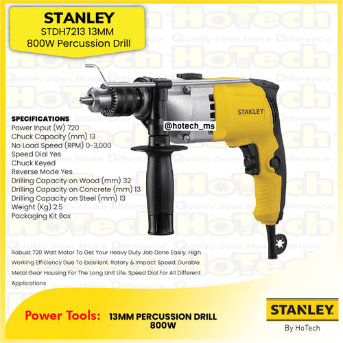 [EZM.5600240] STANLEY STDH7213 13MM 800W Percussion Drill | Mesin Drill
