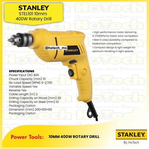 [EZM.5600241] STANLEY STEL101 10MM 400W Rotary Drill | Mesin Rotary