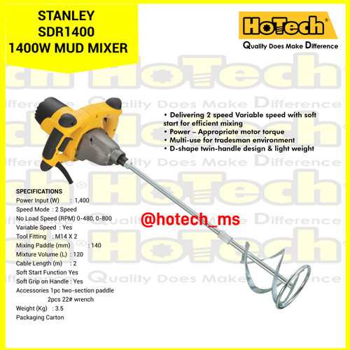 [EZM.5600248] STANLEY SDR1400 1400W Mud Mixer | Expansion | Mesin Aduk Cat