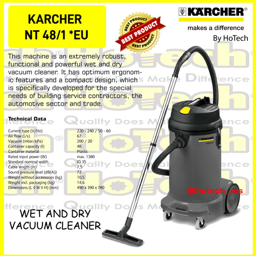 [EZM.5600273] Karcher Wet And Dry Vacuum Cleaner NT 48/1 *EU Tank 48L