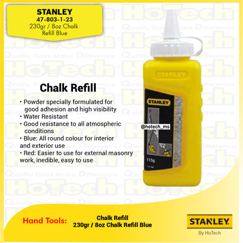 [EZM.5600297] STANLEY 47-803-1-23 | 230gr / 8oz Chalk Refill Blue | Kapur Tulis