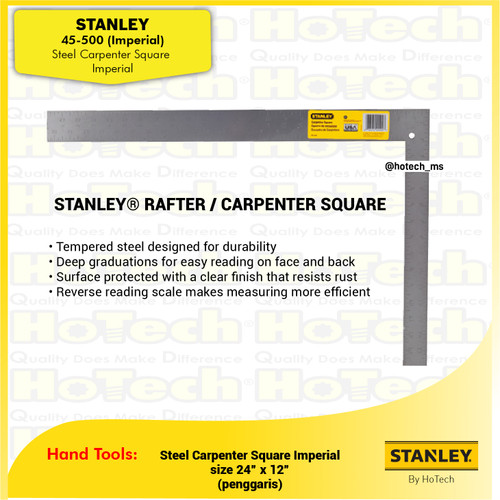 [EZM.5600299] STANLEY 45-500 (Imperial) | Steel Carpenter Square Imperial | Pengukur