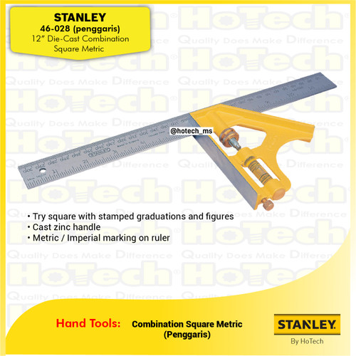 [EZM.5600300] STANLEY 46-028 | 12” Die-Cast Combination Square Metric | Pengukur