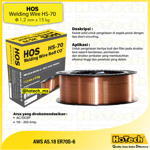 [EZM.5600329] HOS Mig Wire ER70S-6 1.2 mm | Kawat Las Wire ER 70S-6 1.2 mm x 15 Kgs