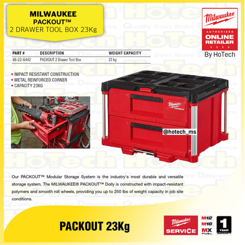 [EZM.5600336] Milwaukee 2 Drawer Tool Box | Storage Tool Box | Tempat Perkakas