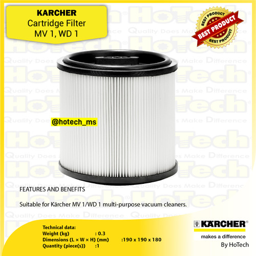 [EZM.5600345] Karcher Cartridge Filter KFI 1310 | Vacuum Cleaner WD 1 | WD 1 Classic