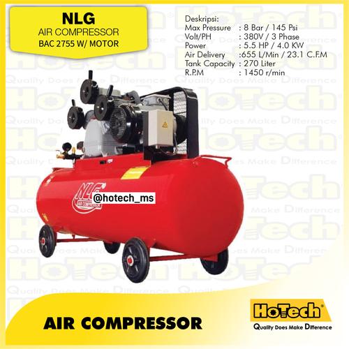 [EZM.5600346] NLG AIR COMPRESSOR 5,5 HP 270 L 3 PHASE BAC 2755 KOMPRESOR ANGIN