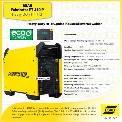 [EZM.5600349] Esab Fabricator ET 410iP Heavy Duty TIG Industrial Welding Inverter