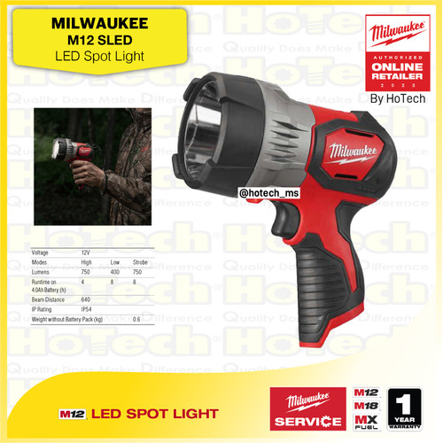 [EZM.5600363] MILWAUKEE M12SLED | Lampu Senter Sorot | Lampu Hiking (unit only)