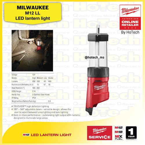 [EZM.5600370] MILWAUKEE M12 LL | LED Lantern Light | Lampu LED Lentera