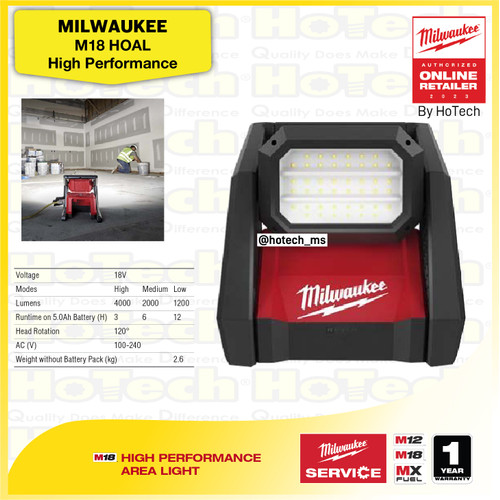 [EZM.5600373] MILWAUKEE M18 HOAL High Performance Area Light | Lampu High LED