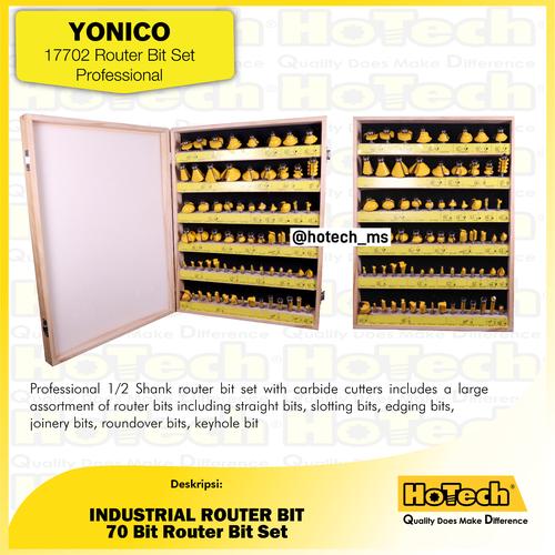 [EZM.5600386] Yonico Router Bit Set Professional Carbide Tipped 70 Bits