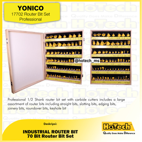 [EZM.5600386] Yonico Router Bit Set Professional Carbide Tipped 70 Bits