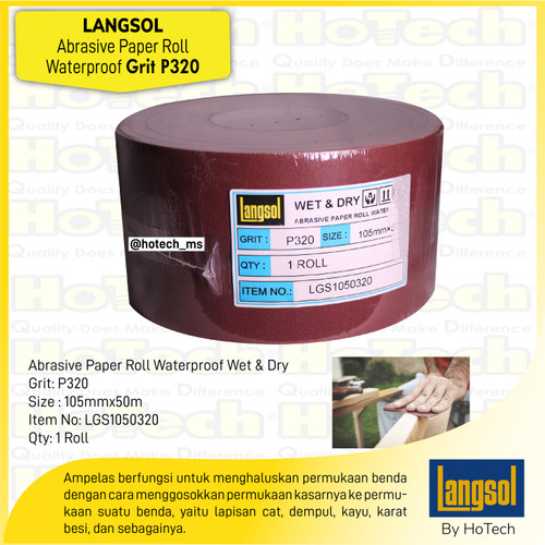 [EZM.5600387] Kertas Amplas Roll | Langsol | Abrasive Cloth Roll, Waterproof P320/5R