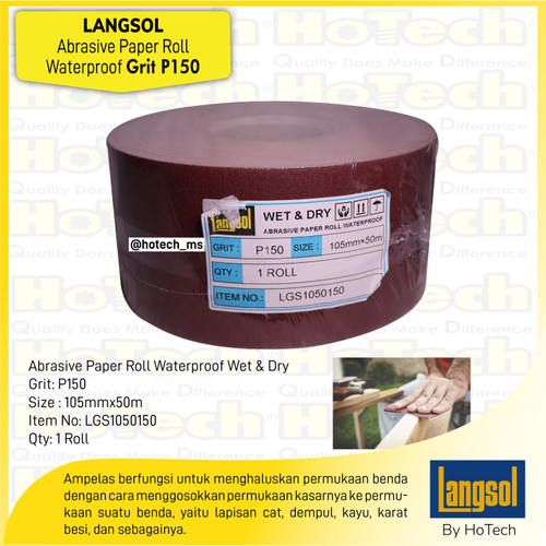 [EZM.5600389] Kertas Amplas Roll | Langsol | Abrasive Cloth Roll, Waterproof P150/5R