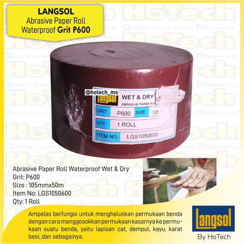 [EZM.5600400] Kertas Amplas Roll | Langsol | Abrasive Cloth Roll, Waterproof P600