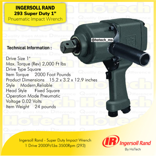 [EZM.5600403] Ingersoll Rand 293 Super Duty 1" Sq Pnuematic Impact Wrench | IR 293