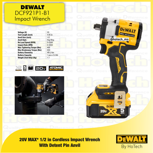 [EZM.5600409] Dewalt DCF921P1 | Impact Wrench | Mesin Impact Cordless