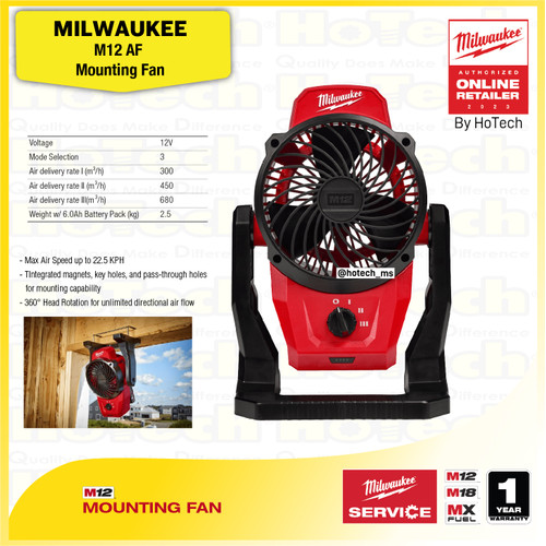 [EZM.5600421] MILWAUKEE M12 AF | Mounting Fan | Spesial Cordless Tools (Unit Only)