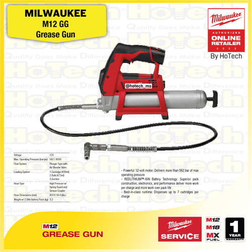 [EZM.5600423] MILWAUKEE M12 GG | Grease Gun | Hot Gun (Unit Only)